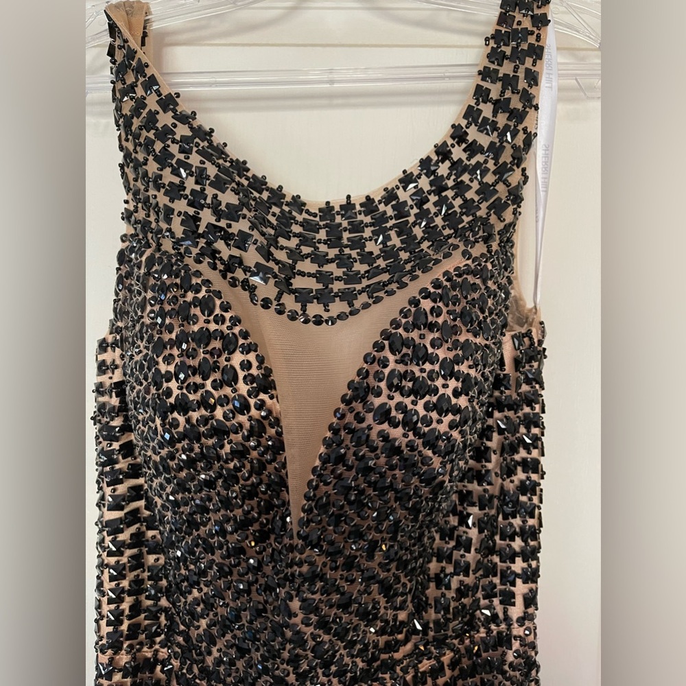 Sherri Hill Black Beaded Mini Dress - Picture 2 of 7